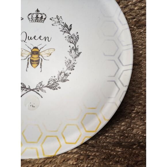 Rachel Ashwell Crown Queen Bee Heavy Duty Melamine 20" Turntable Lazy Susan - Picture 4 of 7